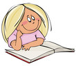 Blonde girl reading a book