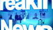 breaking news animation with globe and people in background