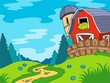 Country landscape with barn Country landscape with barn