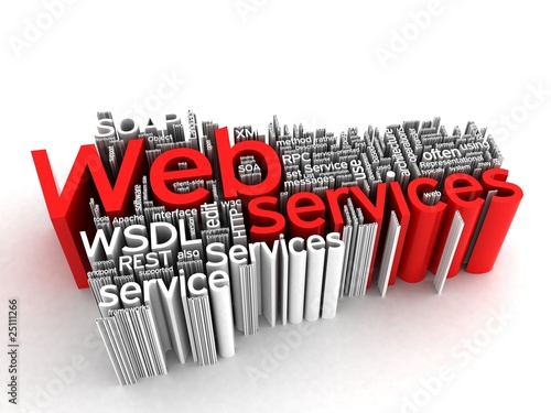 Illustration: Web Services 3D - Word Collage Web Services 3D - Word Collage