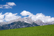 Alpen-Panorama - Wiesen-Berge-Blauer Himmel