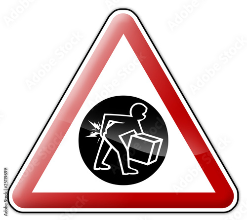 Illustration: Warning Sign "Danger - Lifting & Back Belts" Warning Sign "Danger - Lifting & Back Belts"