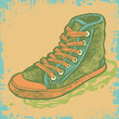 halftone background with sneakers