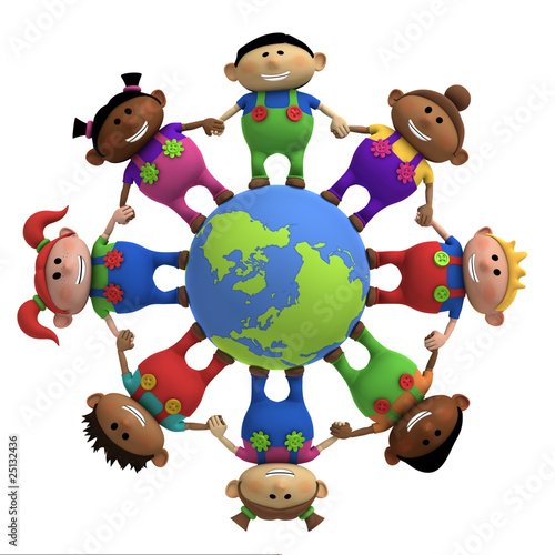 Illustration: kids around globe holding hands kids around globe holding hands