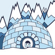 Eskimo and arctic landscape vector background
