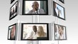 television screens showing business