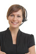 Portrait of smiling young woman telemarketer Portrait of smiling young woman telemarketer