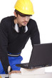 construction worker with laptop