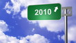 Signpost on the road showing 2010 Way