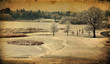 winter cold scenic landscape lake with castle in distance, irela