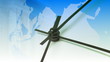 Composite Business clock with globe in background