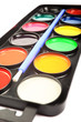 Photo : Close up of watercolor palette. Close up of watercolor palette.