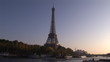 View of the Eiffel Tower from a boat on the River Seine