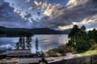 Torii in a water and ashi lake, Japan Torii in a water and ashi lake, Japan