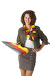 Brunette woman with german flag