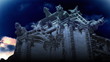 3D gargoyle animation with clouds on the background
