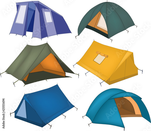 Vector: Set of tourist tents Set of tourist tents