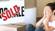 Stressful person in a time of recession at home