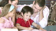 happy family during homework at home
