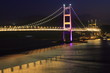Tsing Ma Bridge by night, key infrastructure in Hong Kong