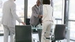 african businessman receiving clients