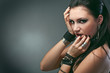 young naked woman in chain