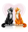 Vektor: romantic couple of two loving cats romantic couple of two loving cats