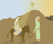 Illustration of Mary and Joseph's journey to Bethlehem