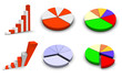 Set of 6 graph icons. 3d rendered. Set of 6 graph icons. 3d rendered.