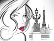 Image : woman on Alexander III bridge in Paris