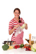 Woman kitchen vegetables
