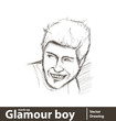 Vector illustration. Satisfied smiling young boy.