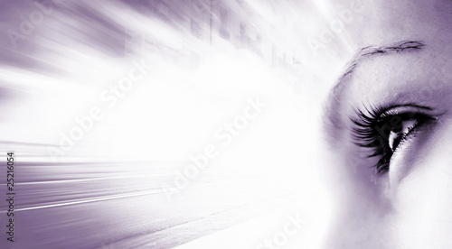 Photo: Women's eye - looking forward.Isolated on white. Women's eye - looking forward.Isolated on white.