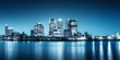 Panoramic picture of Canary Wharf view from Greenwich.