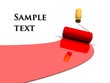 Paint roller and red paint stripe. 3d illustration