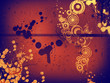red grungy background with drops and retro style design