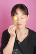 asia woman with flower