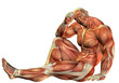 Muskelaufbau Body Builder in sitzender Pose