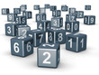 Number cube dice placing randomly