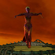 Sexy Blue Elf with Bow. 3D rendering in a fantasay setting Sexy Blue Elf with Bow. 3D rendering in a fantasay setting