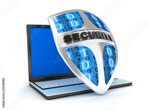 Illustration: laptop and shield antivirus laptop and shield antivirus
