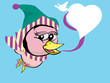 twitter bird girl on winter with heart style speech bubble