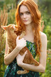 Romantic garden girl at summer Romantic garden girl at summer