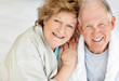 Closeup of a loving elderly couple having fun together