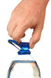 hand unscrew the cork on a bottle of water