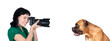 miling photographer in photo session