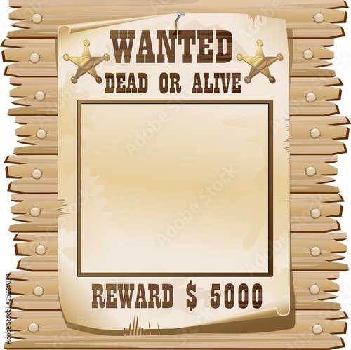 Vector: Wanted Dead or Alive Poster-Ricercato Vivo o Morto-Vector Wanted Dead or Alive Poster-Ricercato Vivo o Morto-Vector