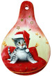 Santa cat on the cutting board