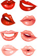 Set of glossy lips