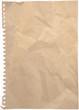 Crumpled paper sheet isolated with ripped perforation